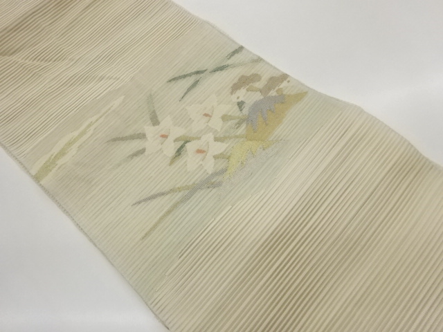 JAPANESE KIMONO / NAGOYA OBI FOR SUMMER / TSUZURE / WOVEN AUTUMNAL PLANT 